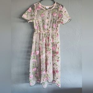 LulaRoe sheer mid dress floral embroidered